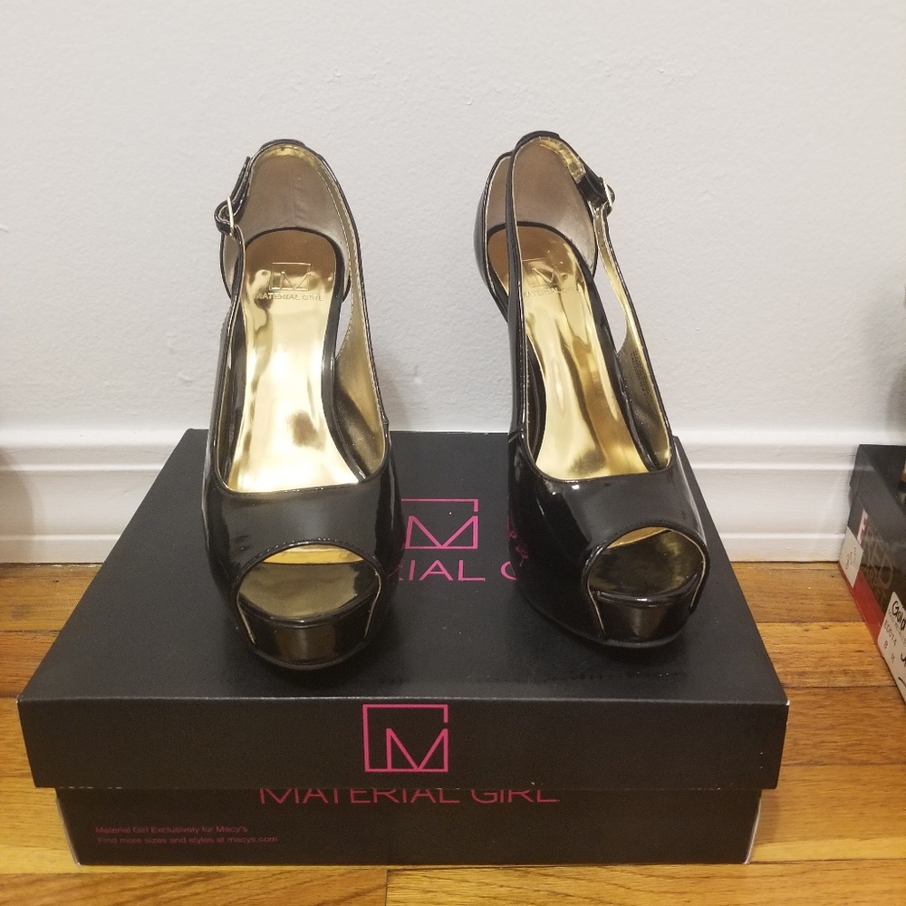 Black Peep Toe Patent Heels